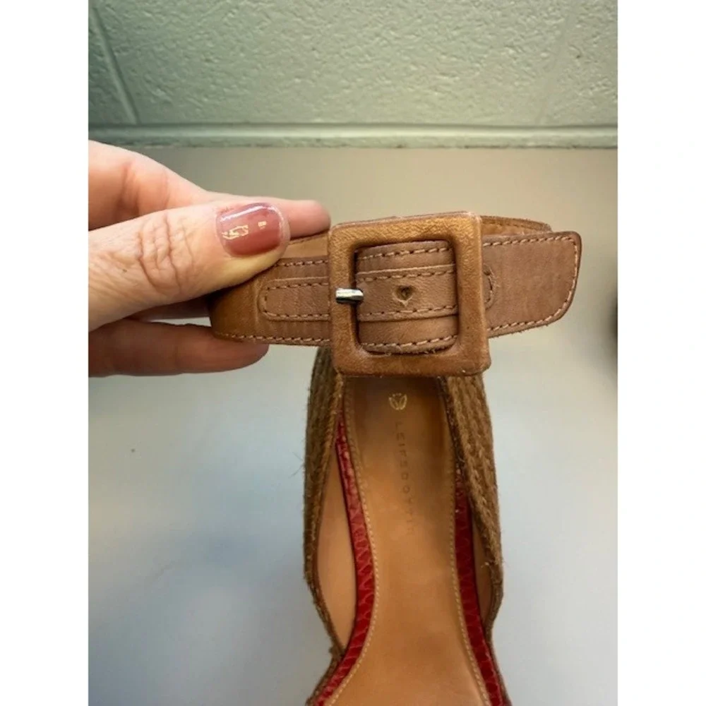 Leifsdottir Snakeskin Espadrille Wedge Sandals 38/7.5 Red Architectural Platform